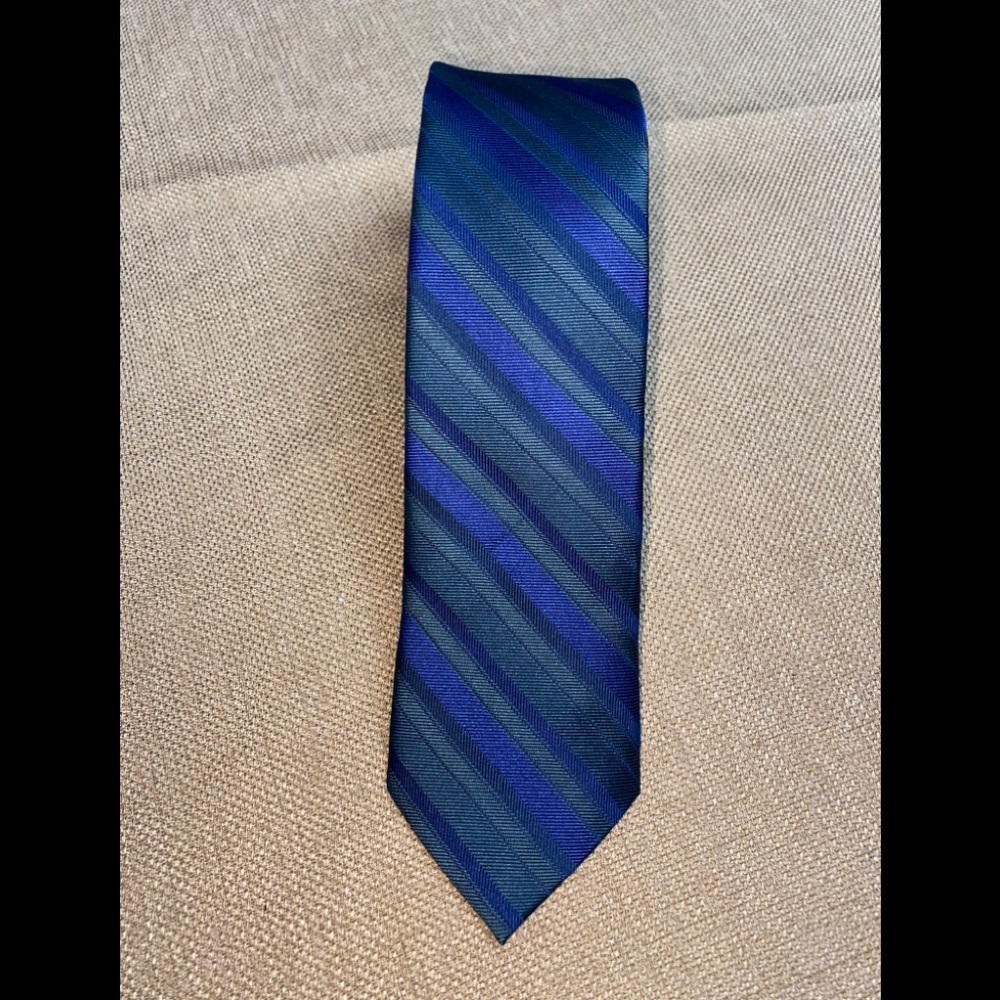 Calvin Klein Silk Forest Green/Blue Striped Tie